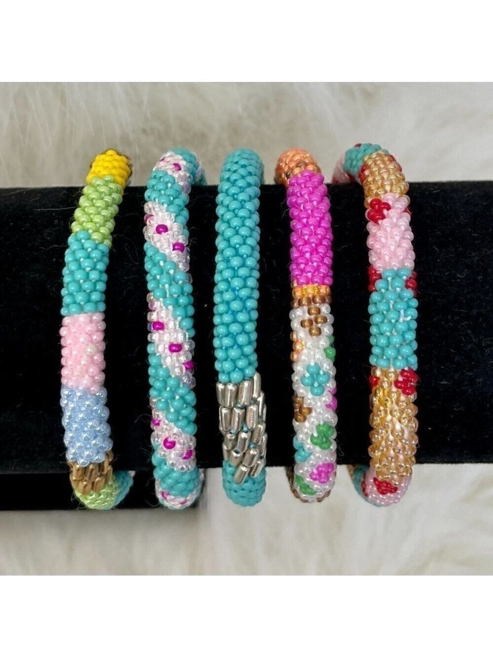 HAND CRAFTED in Nepal Beaded Bracelets (set of 5) #1005
